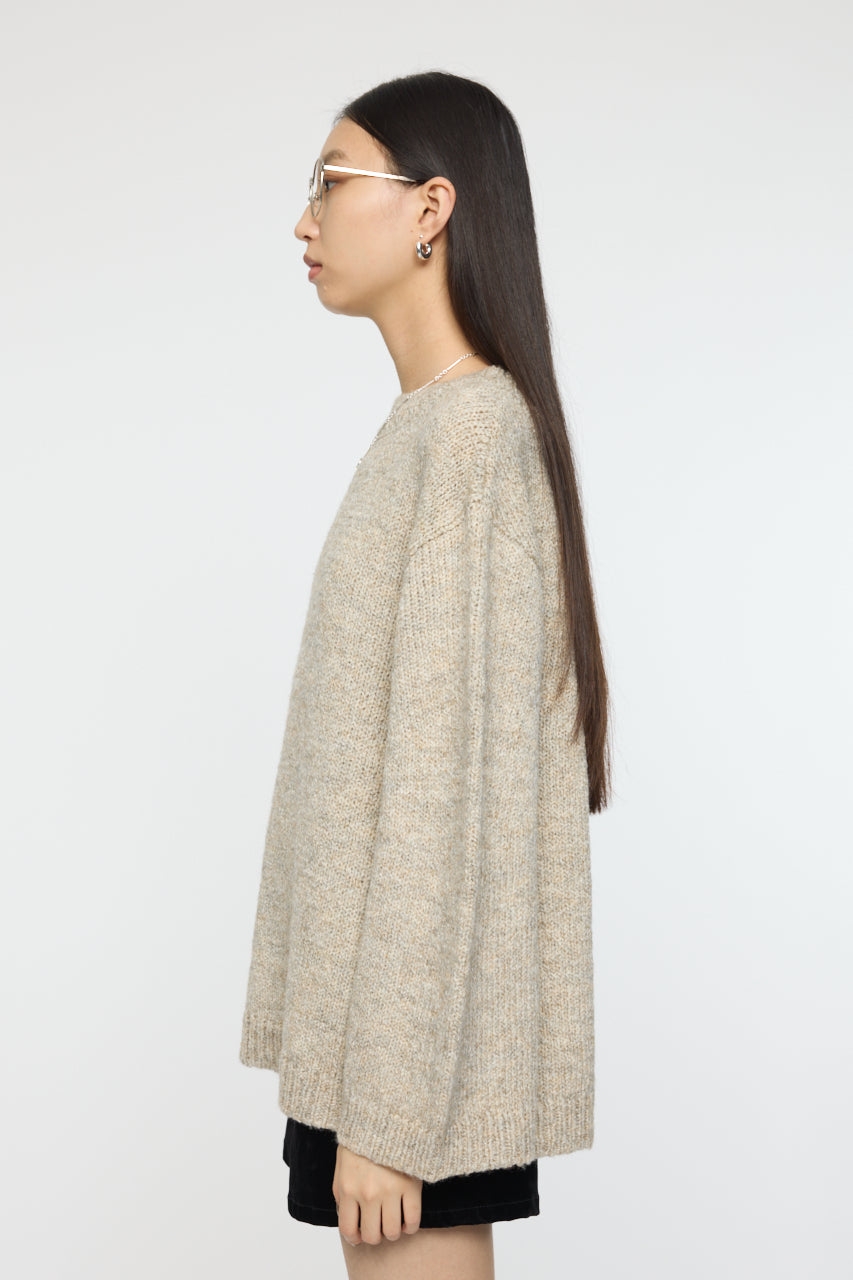 BRUSHED OVERSIZED SWEATER Light Beige / Free