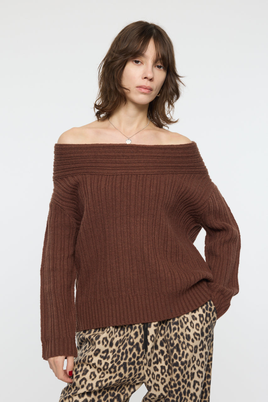 OVER RIB OFF SHOULDER Brown / Free