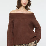 OVER RIB OFF SHOULDER Brown / Free