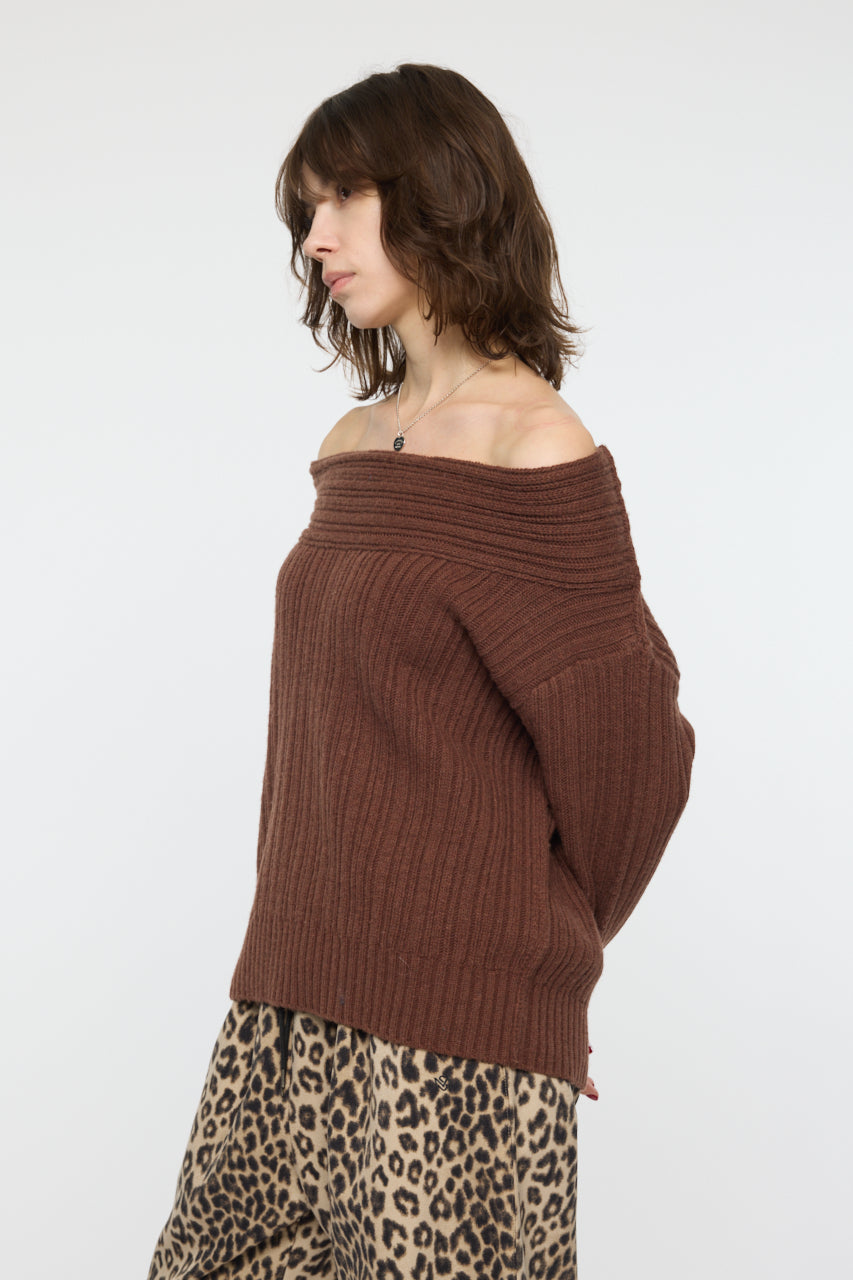 OVER RIB OFF SHOULDER Brown / Free