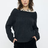 OVER RIB OFF SHOULDER Heather Gray / Free