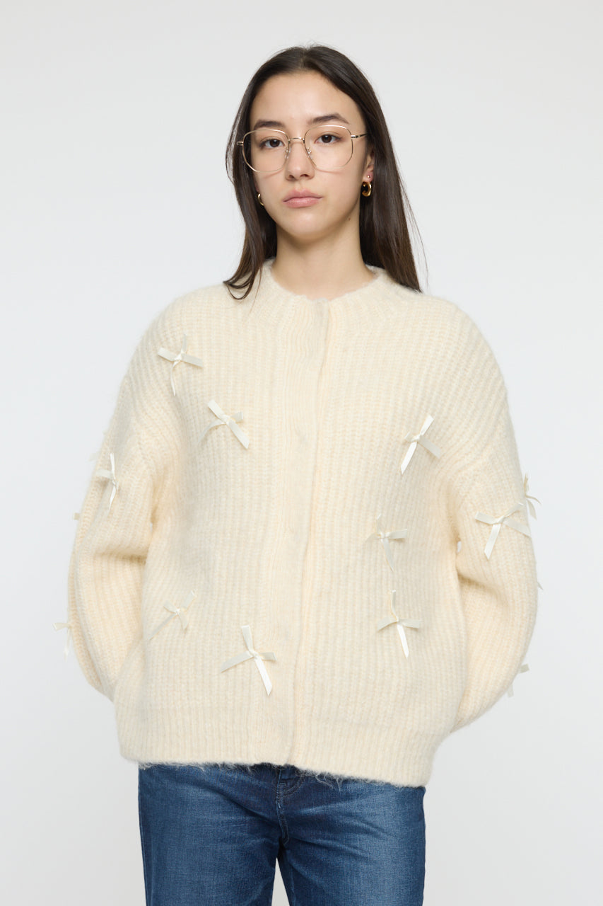 RIBBON FANCY CARDIGAN Ivory / Free