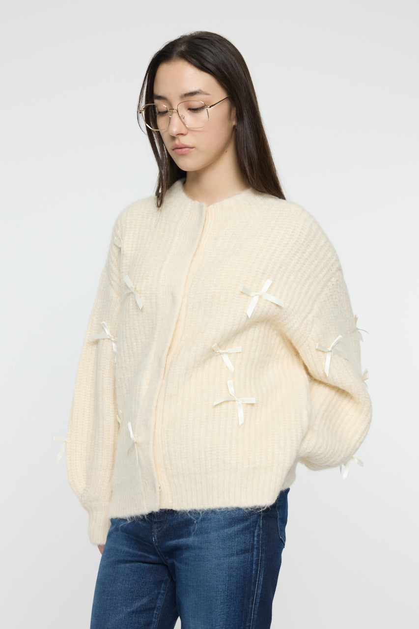 RIBBON FANCY CARDIGAN Ivory / Free