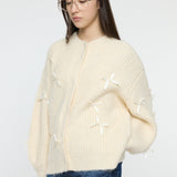 RIBBON FANCY CARDIGAN Ivory / Free