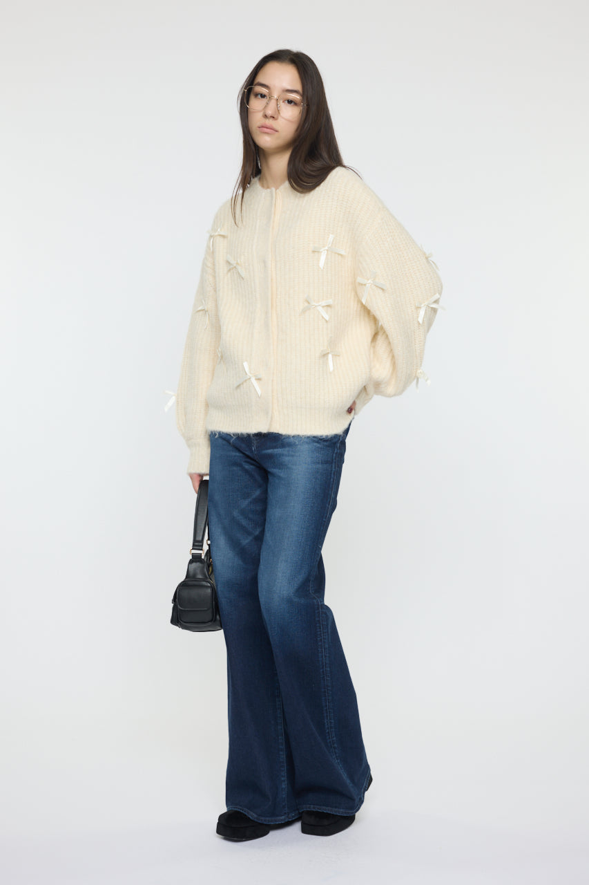 RIBBON FANCY CARDIGAN Ivory / Free