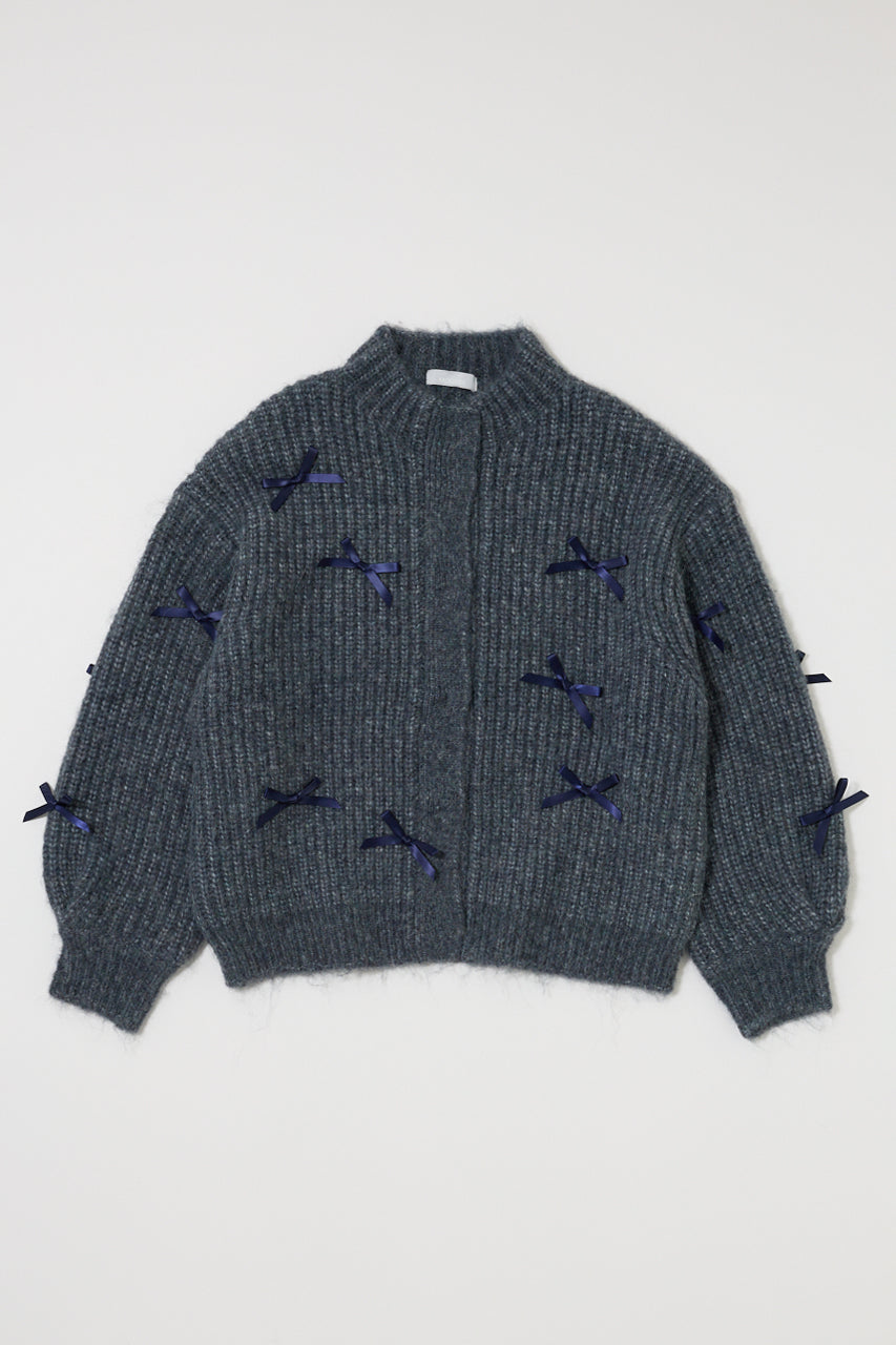 RIBBON FANCY CARDIGAN Navy / Free