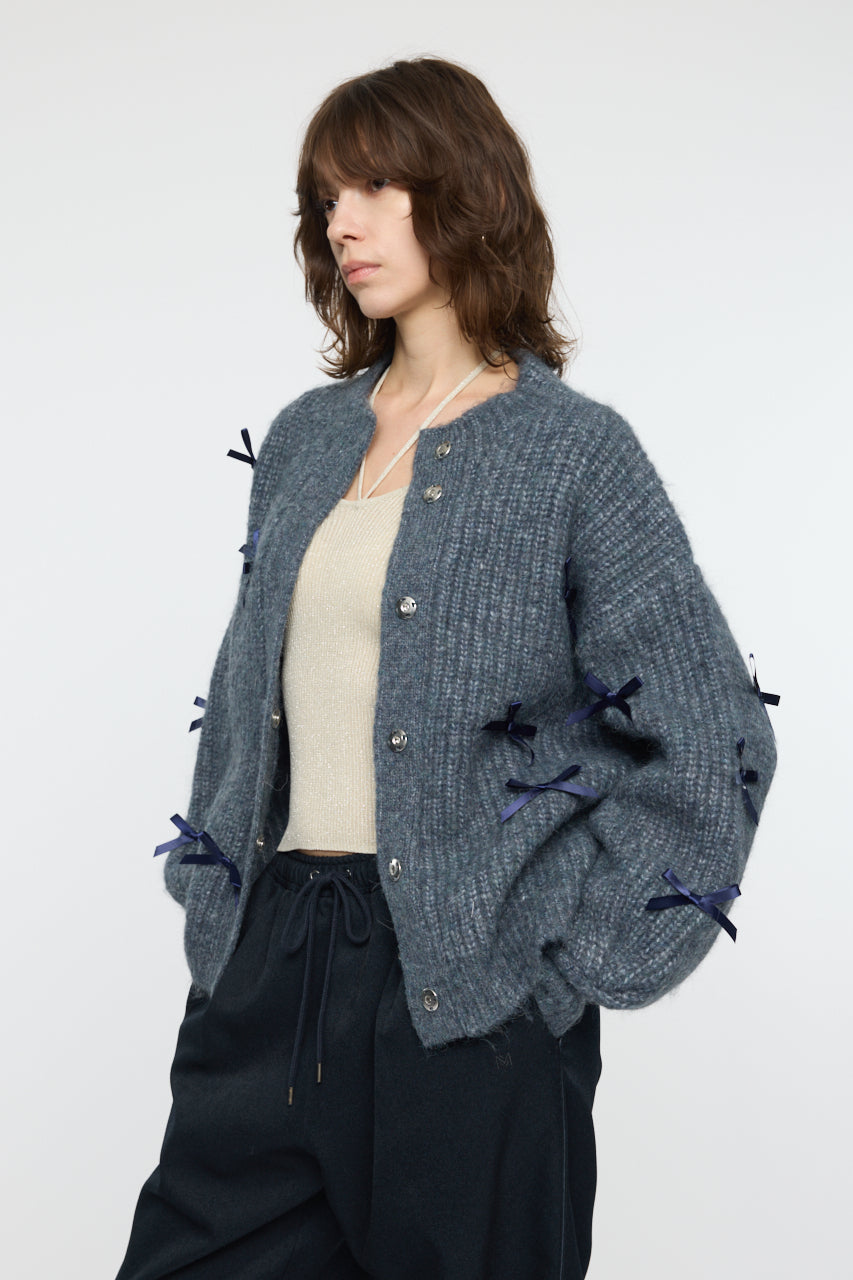 RIBBON FANCY CARDIGAN Navy / Free
