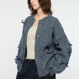 RIBBON FANCY CARDIGAN Navy / Free