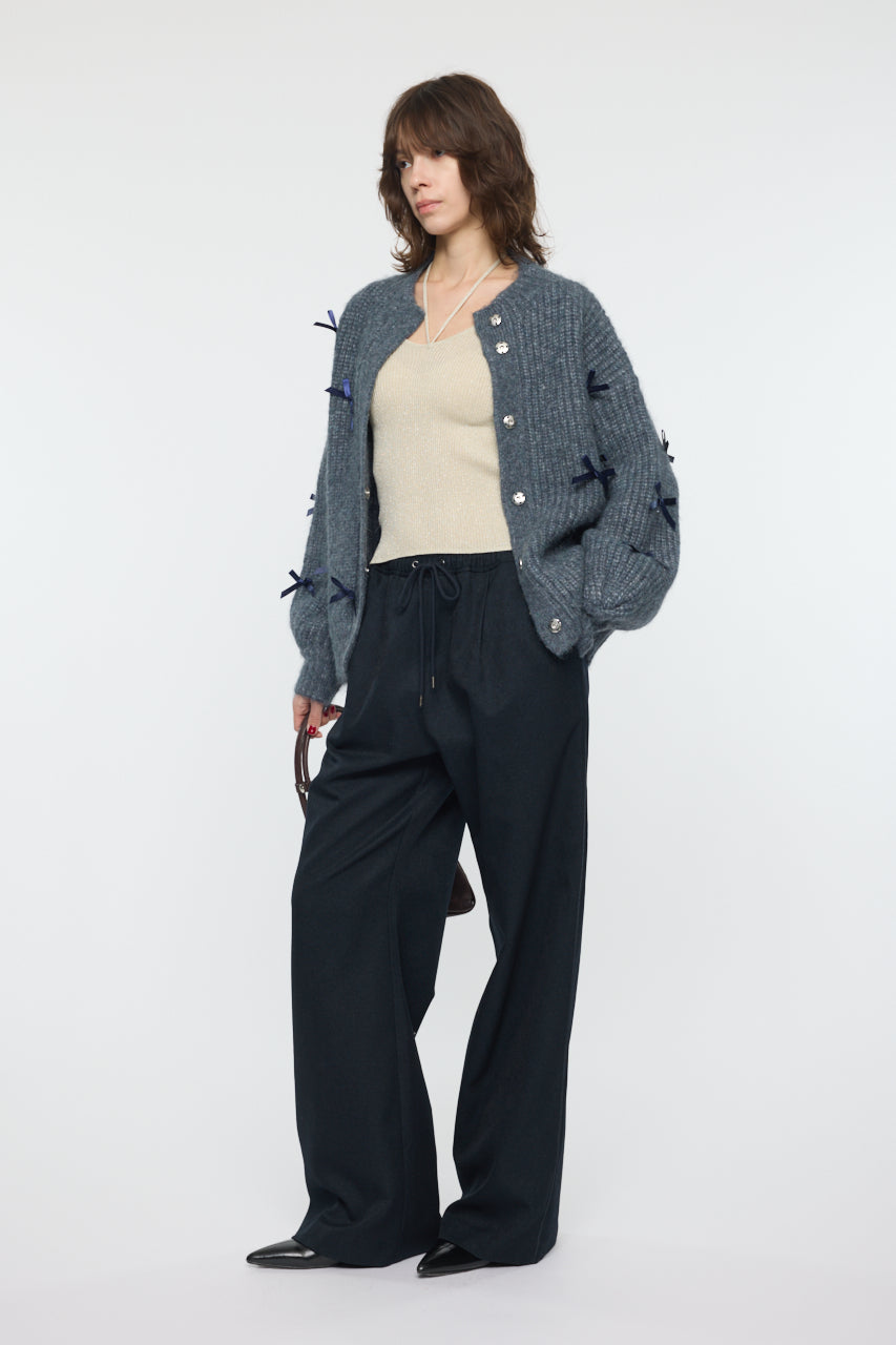 RIBBON FANCY CARDIGAN Navy / Free