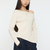 ASYMMETRY SHOULDER CABLE KNIT Off White / Free