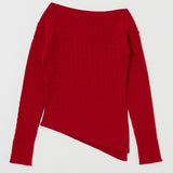 ASYMMETRY SHOULDER CABLE KNIT Red / Free
