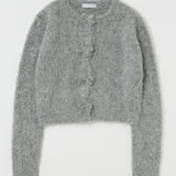 FRONT RIBBON CARDIGAN Heather Gray / Free