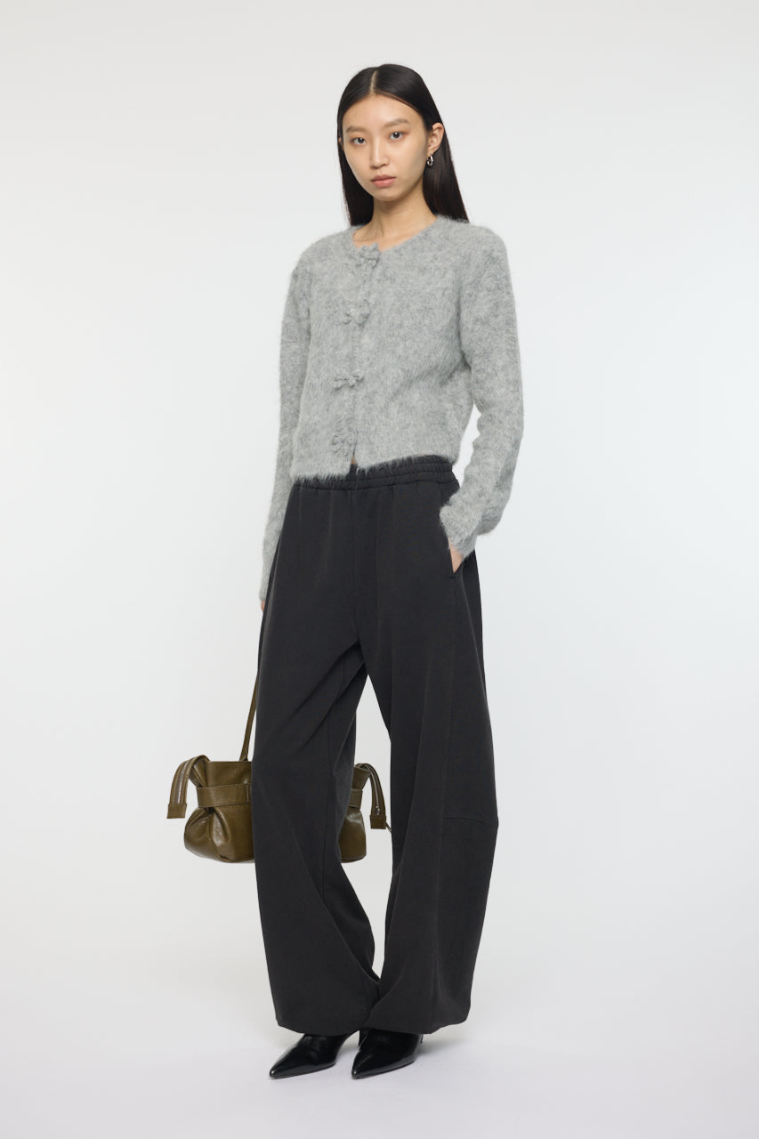 FRONT RIBBON CARDIGAN Heather Gray / Free