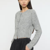 FRONT RIBBON CARDIGAN Heather Gray / Free