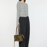 FRONT RIBBON CARDIGAN Heather Gray / Free