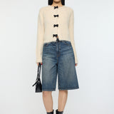 FRONT RIBBON CARDIGAN Ivory / Free