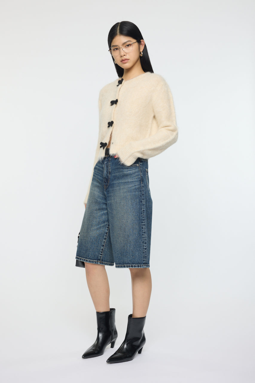 FRONT RIBBON CARDIGAN Ivory / Free