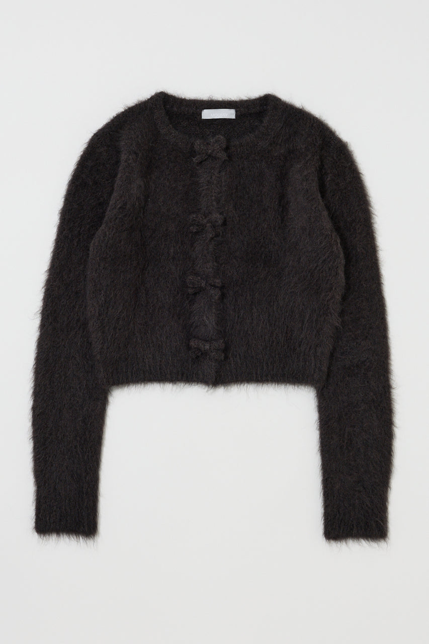 FRONT RIBBON CARDIGAN Light Black / Free