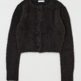 FRONT RIBBON CARDIGAN Light Black / Free