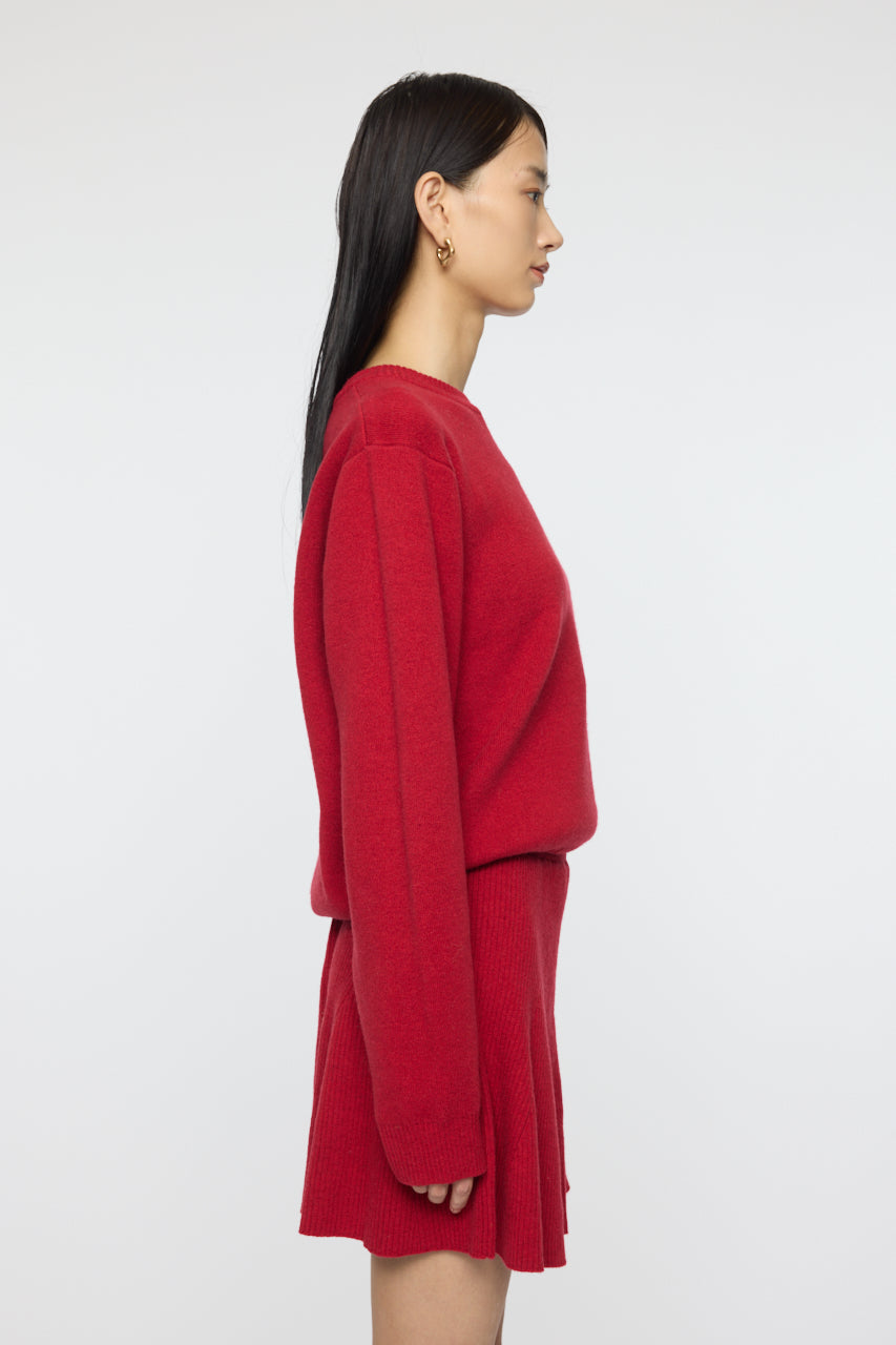 TIED RIBBON SWEATER & MINI SKIRT Red / 1 (S)