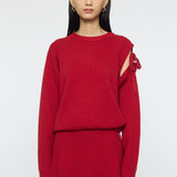 TIED RIBBON SWEATER & MINI SKIRT Red / 1 (S)