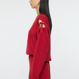 TIED RIBBON SWEATER & MINI SKIRT Red / 1 (S)