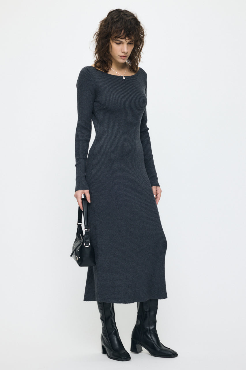 BACK OPEN LONG DRESS Charcoal / Free