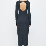 BACK OPEN LONG DRESS Charcoal / Free