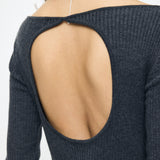 BACK OPEN LONG DRESS Charcoal / Free