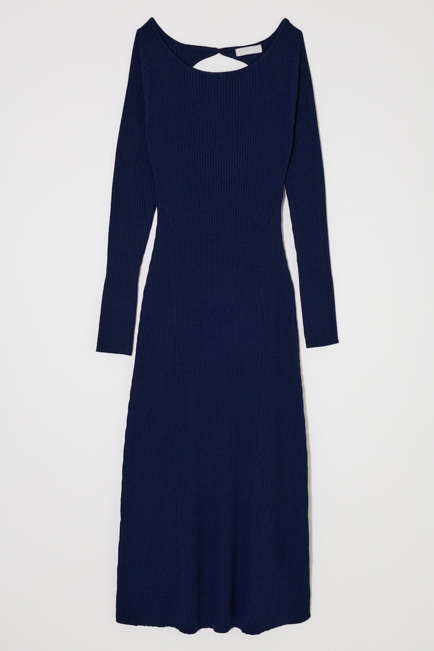 BACK OPEN LONG DRESS Navy / Free