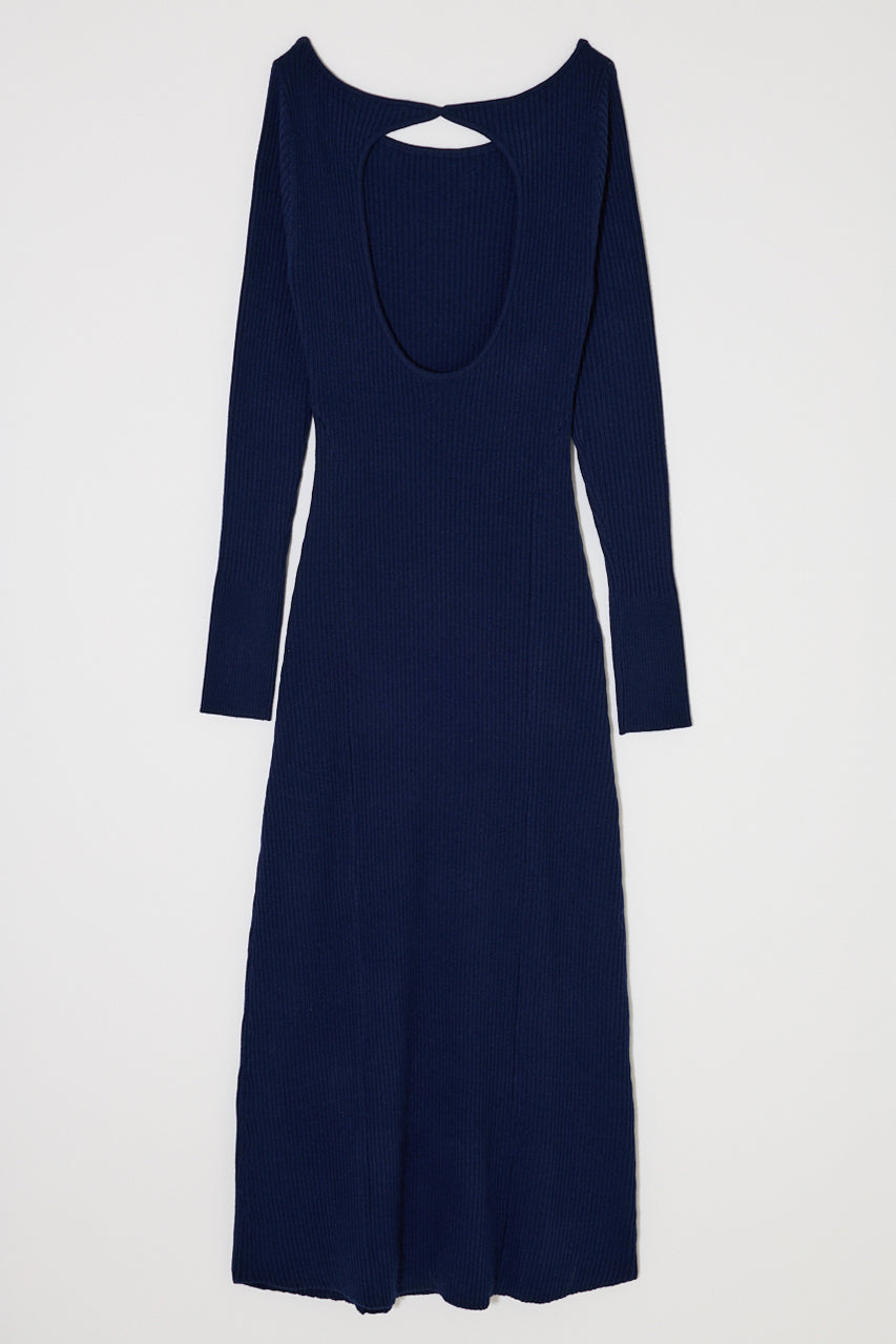 BACK OPEN LONG DRESS Navy / Free