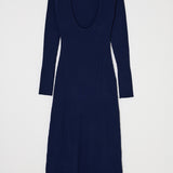 BACK OPEN LONG DRESS Navy / Free