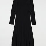 ASYMMETRY COLLAR KNIT DRESS Black / 1 (S)
