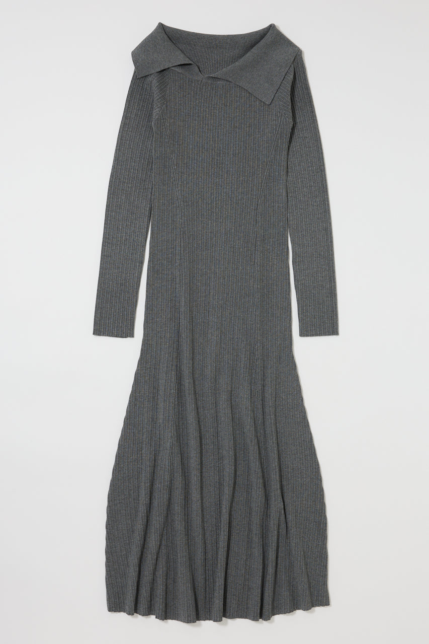 ASYMMETRY COLLAR KNIT DRESS Heather Gray / 1 (S)