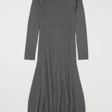 ASYMMETRY COLLAR KNIT DRESS Heather Gray / 1 (S)