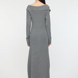 ASYMMETRY COLLAR KNIT DRESS Heather Gray / 1 (S)