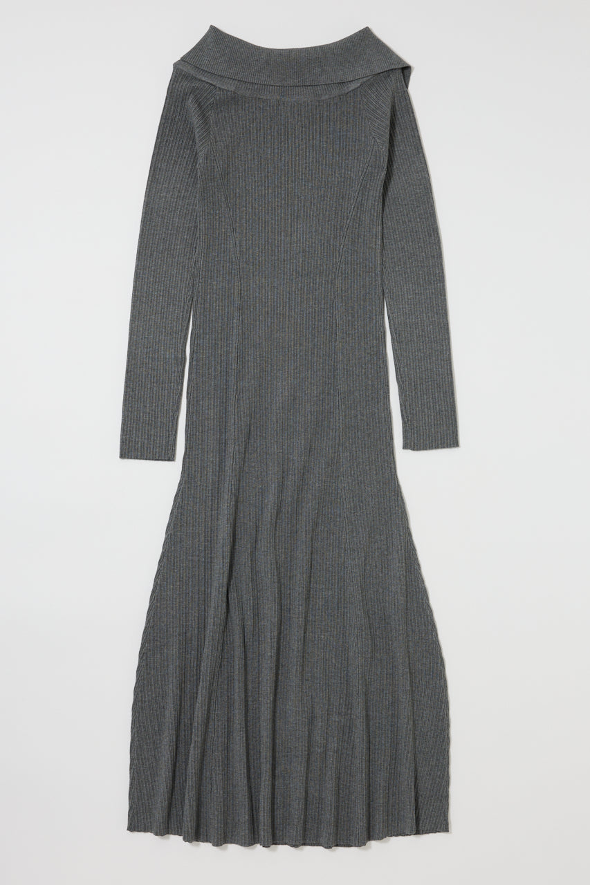 ASYMMETRY COLLAR KNIT DRESS Heather Gray / 1 (S)