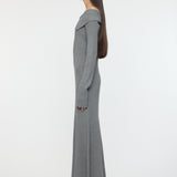 ASYMMETRY COLLAR KNIT DRESS Heather Gray / 1 (S)