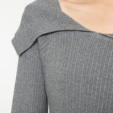ASYMMETRY COLLAR KNIT DRESS Heather Gray / 1 (S)