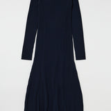 ASYMMETRY COLLAR KNIT DRESS Navy / 1 (S)