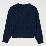 CABLE V NECK KNIT Navy / Free