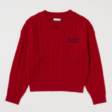 CABLE V NECK KNIT Red / Free