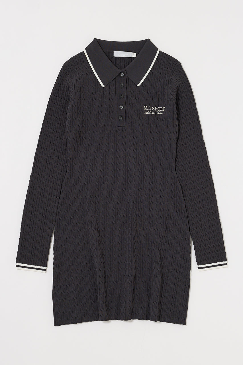 LOGO CABLE KNIT MINI DRESS Heather Gray / 1 (S)