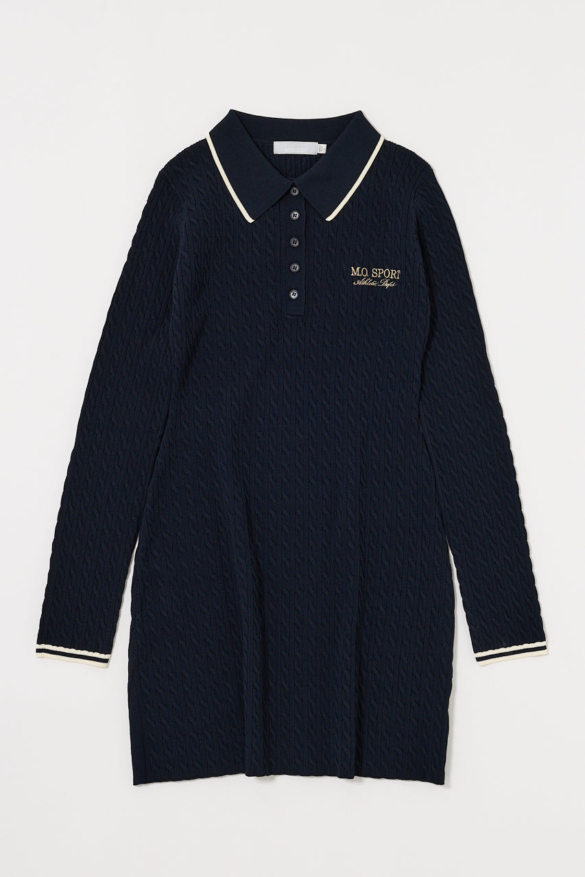 LOGO CABLE KNIT MINI DRESS Navy / 1 (S)