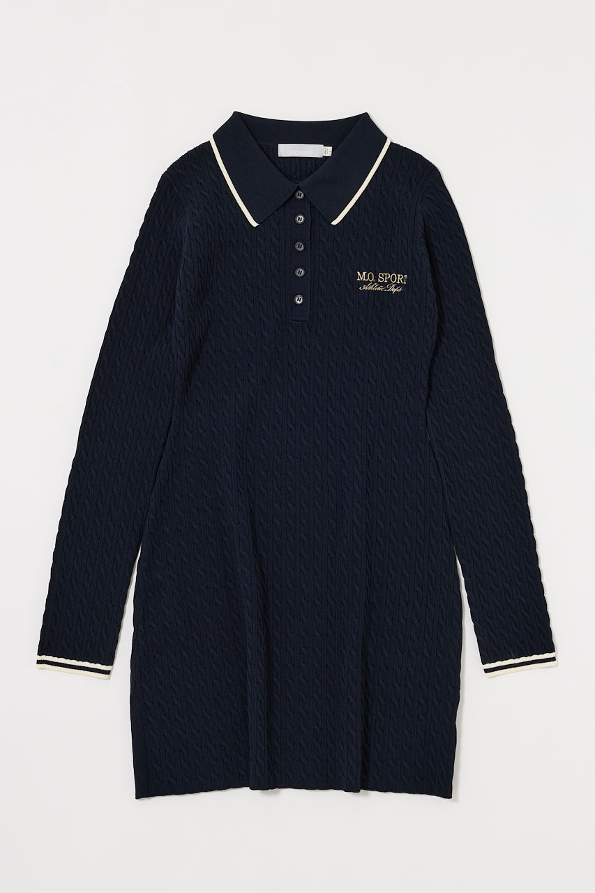 LOGO CABLE KNIT MINI DRESS Navy / 1 (S)