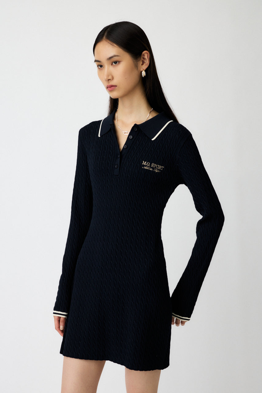 LOGO CABLE KNIT MINI DRESS Navy / 1 (S)