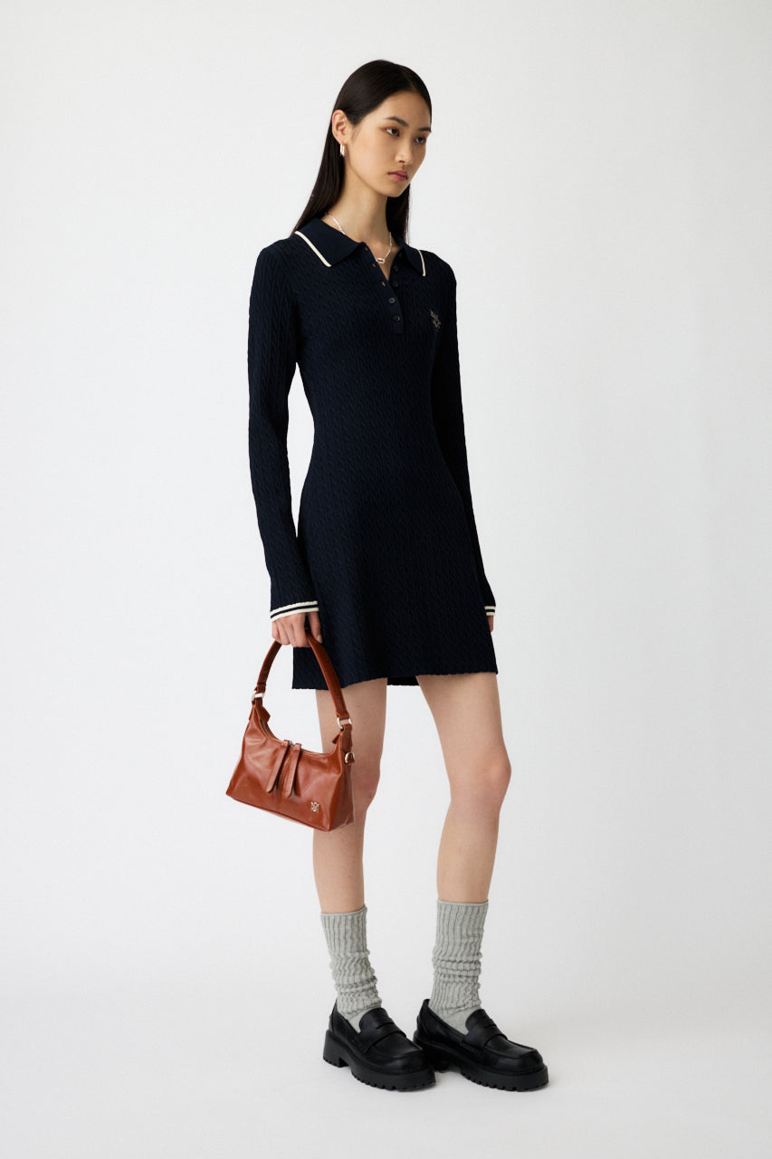 LOGO CABLE KNIT MINI DRESS Navy / 1 (S)