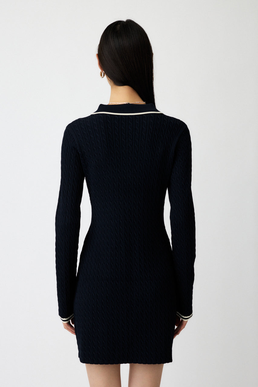 LOGO CABLE KNIT MINI DRESS Navy / 1 (S)