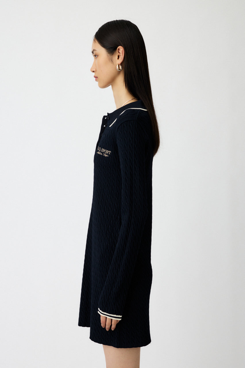 LOGO CABLE KNIT MINI DRESS Navy / 1 (S)