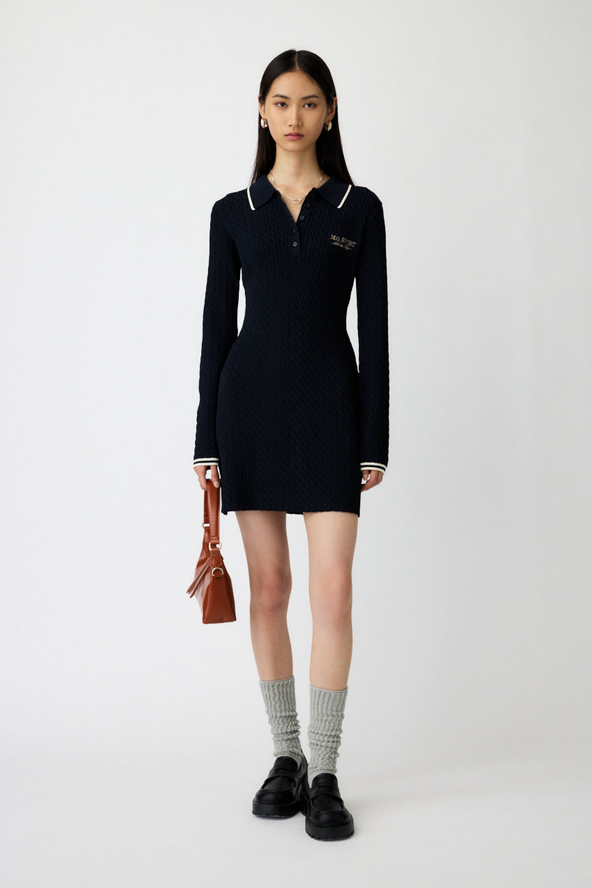 LOGO CABLE KNIT MINI DRESS Navy / 1 (S)